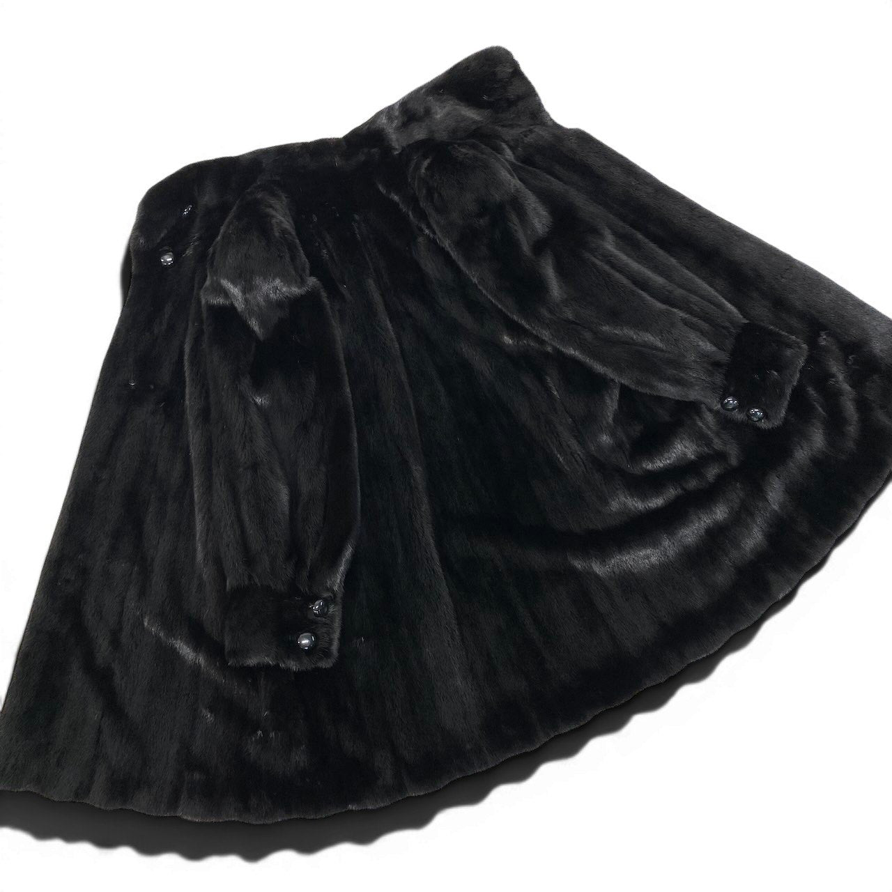 34g1 SAGA MINK サガミンク ダークミンク ロングコート 袖ボタン サイズ11 ブラック 最高級本毛皮 Mink Fur Long Coatt18r