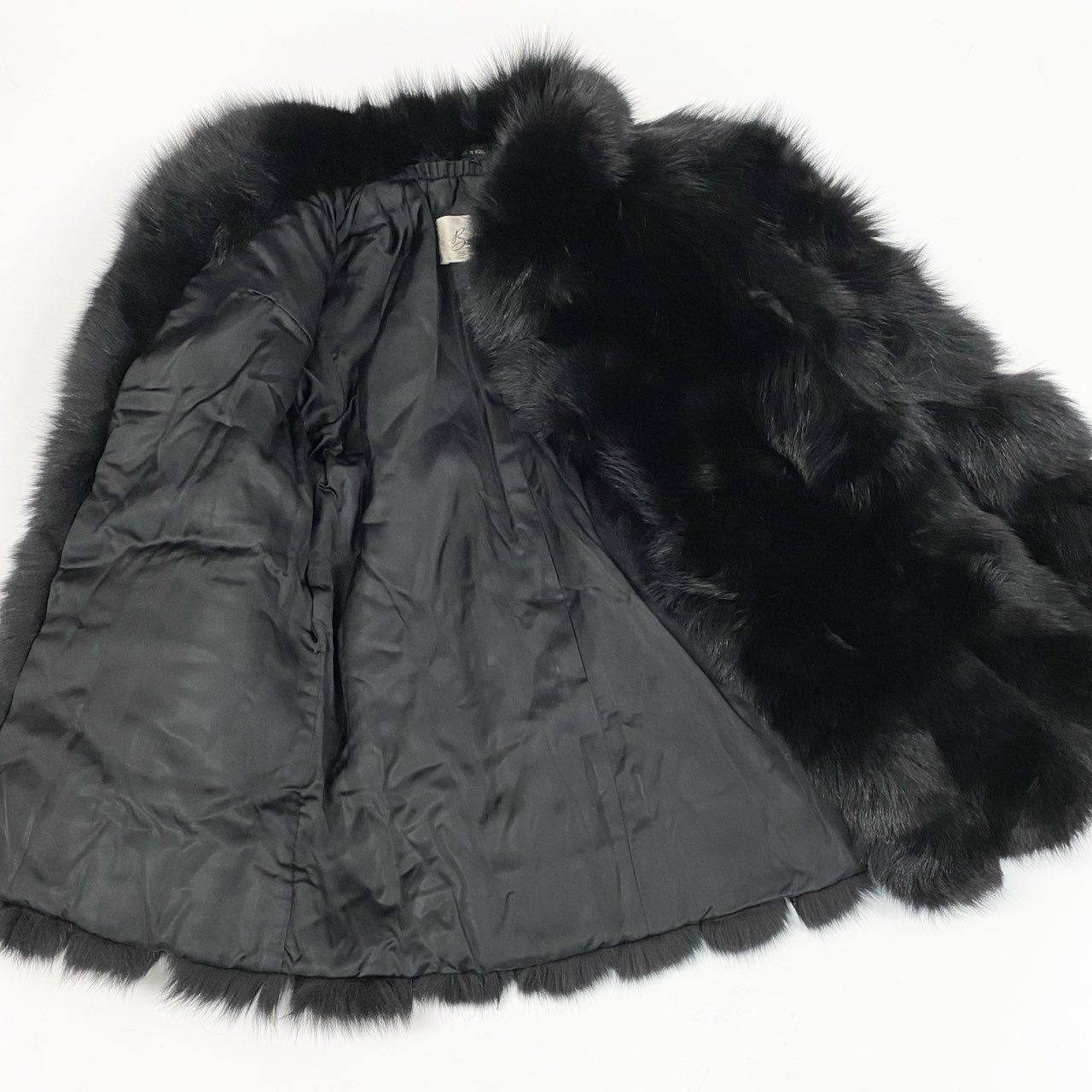 47a22 SAGA FOX ROYAL サガフォックス ロイヤル 金サガ 染めフォックス 極厚ファーコート サイズ11 ブラック 最高級本毛皮 Fox Fur Coatt18r