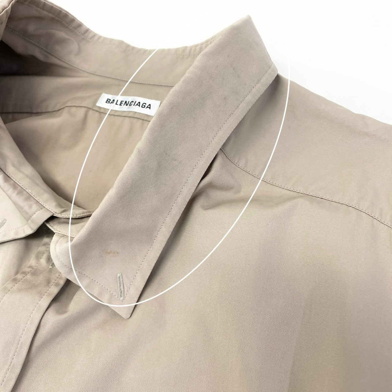 67e7 BALENCIAGA バレンシアガ 2020年 バックロゴ オーバーサイズシャツ 半袖シャツ  622051 サイズ36 ベージュ コットン100％ レディース 女性服o07t