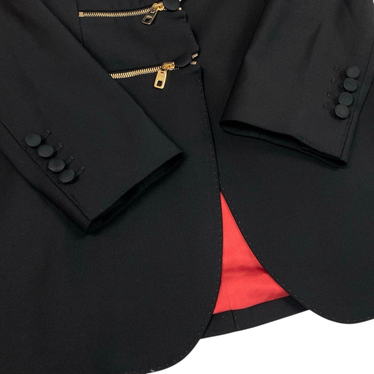 h31 【美品】DOLCE&GABBANA テーラードジャケット ジップデザイン イタリア製 36サイズ ブラック レディース 女性用k02i
