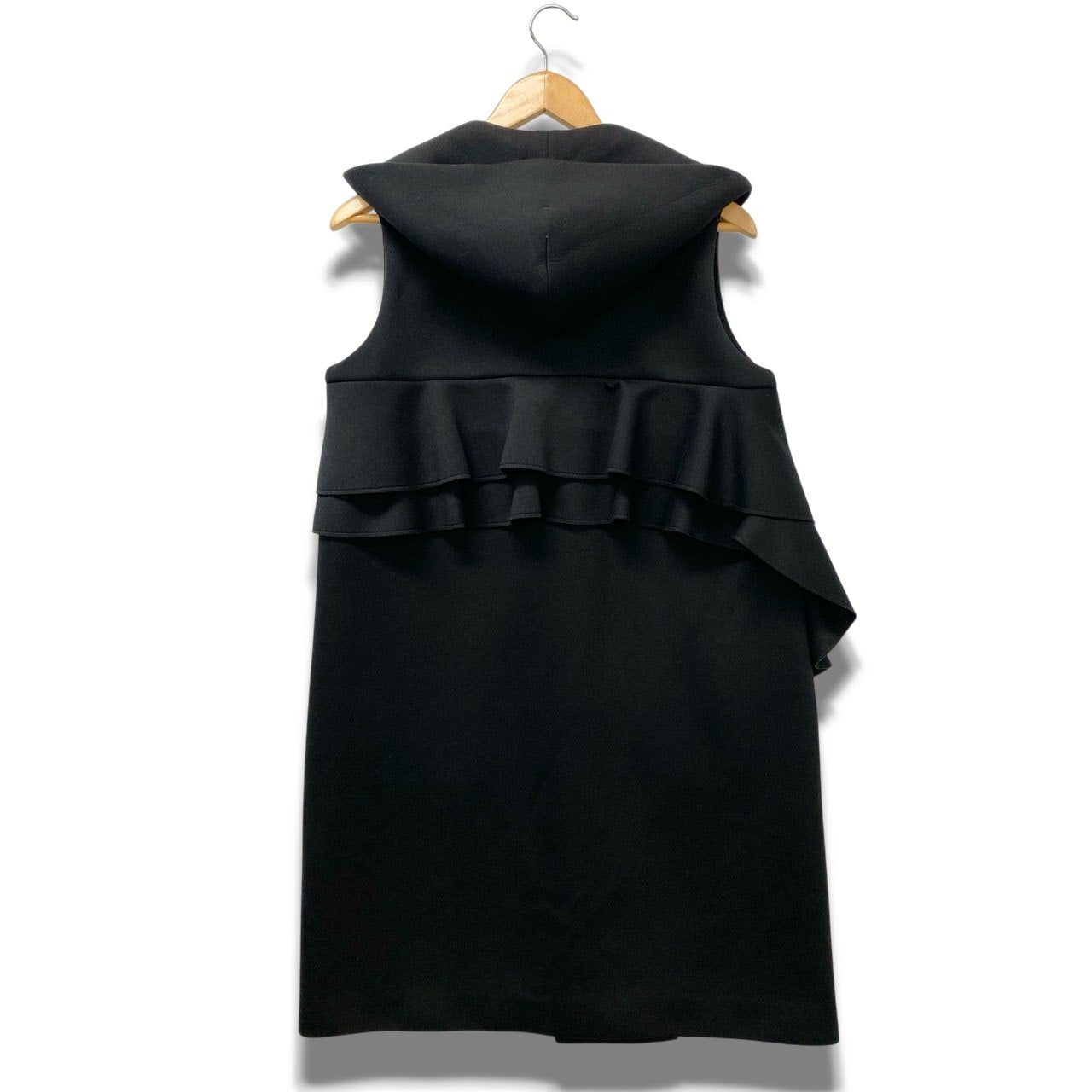 12b19 yori ヨリ ボンディンロングジレ ジレベスト アシンメトリー フリル YR2115-041SP Fサイズ ブラック レディース 女性用u02t