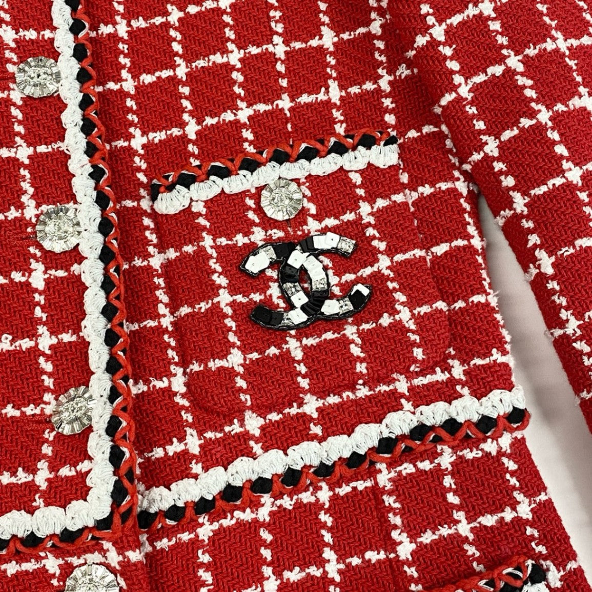 Ca15 【極美品】CHANEL シャネル P74022 2022 Cruise クルーズライン ツイードジャンプスーツ オールインワン サイズ34 レッド レディースta1