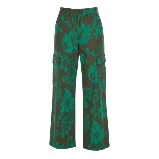 Aa14 sacai サカイ 24-07056 2024SS ハイビスカス ワイドレッグ カーゴパンツ サイズ2 ブラウン/グリーンk02i