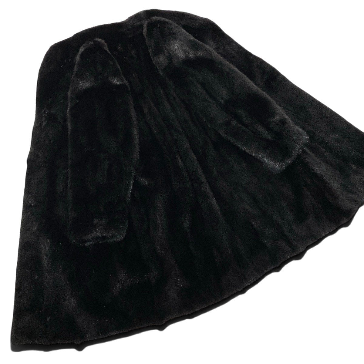 73i19 Malvoisie ダークミンク ロングコート 丈100cm サイズ11 ブラック 本毛皮 Dark Mink Fur Long Coat リアルファーt18r