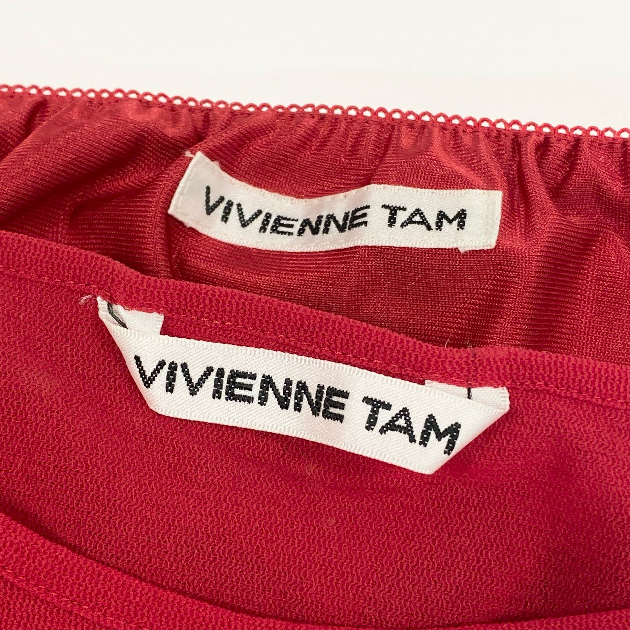 29a9 VIVIENNE TAM ヴィヴィアンタム パワーネット ドラゴン刺繍 ノースリーブトップス ロングスカート 0 レッド レディース 女性用u02t