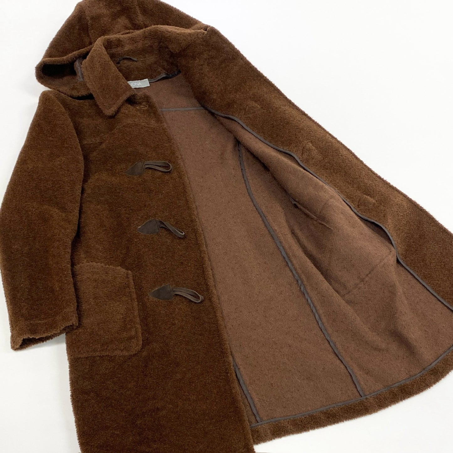 29k6【美品】AGNONA アニオナ ダッフルコート ロングコート アルパカコート アウター イタリア製 42サイズ ブラウン レディースu02t