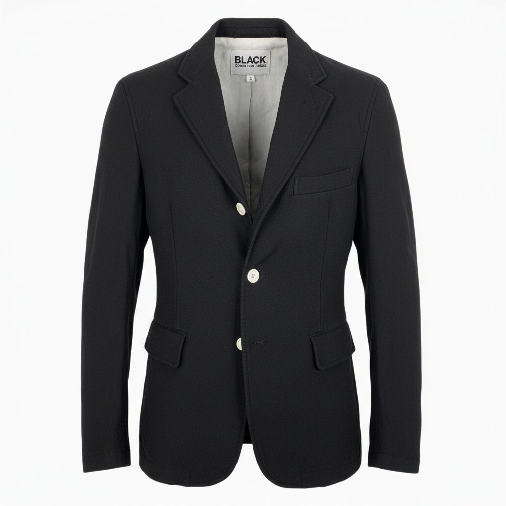 11b9 BLACK COMME des GARCONS ブラックコムデギャルソン 2014年 ポリ縮絨 テーラージャケット アウター M ブラック ポリエステル メンズk02i