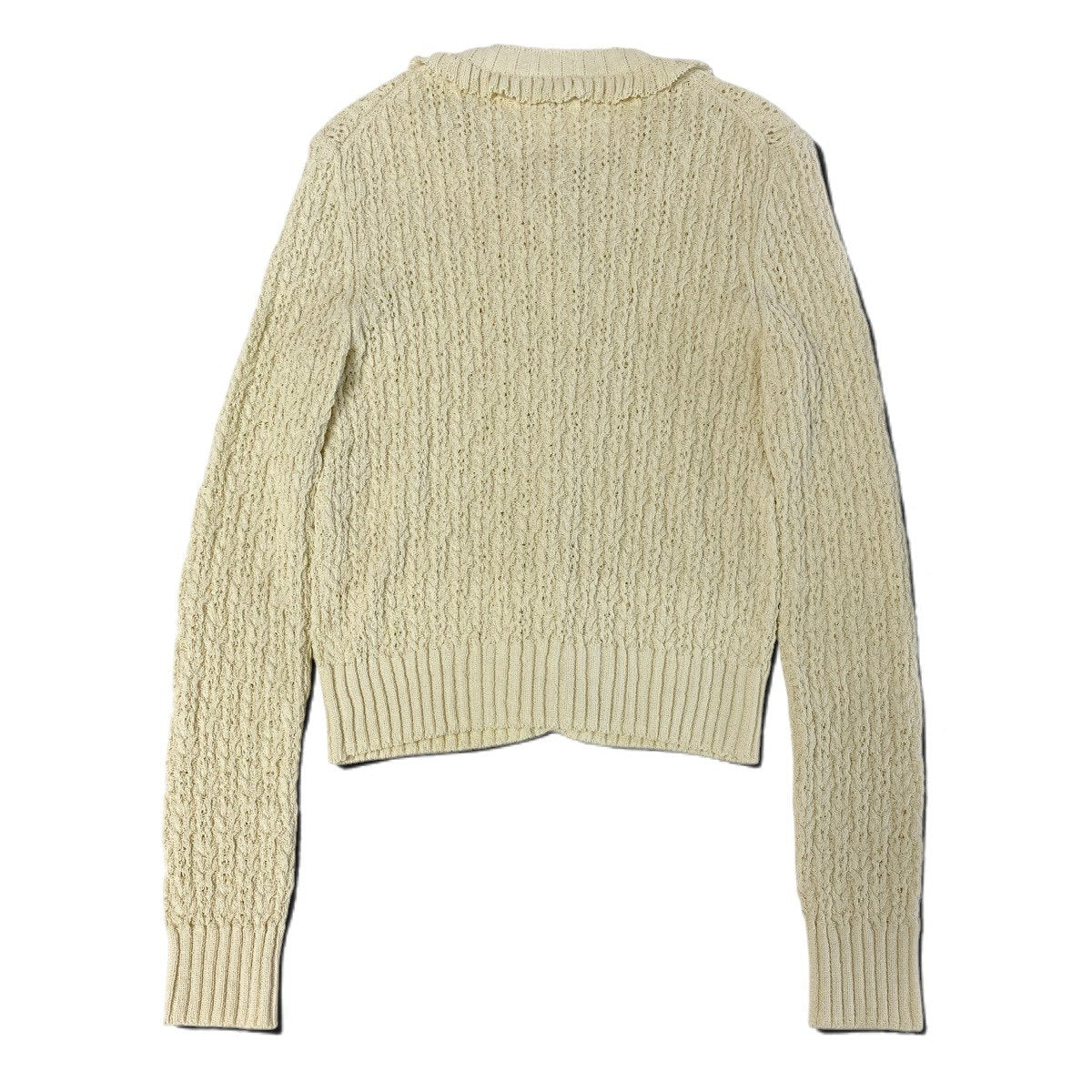 Cj22 CHANEL 2025 クルーズコレクション フリルカーディガン ココマーク P78635 36サイズ アイボリー レディース 女性用k02i