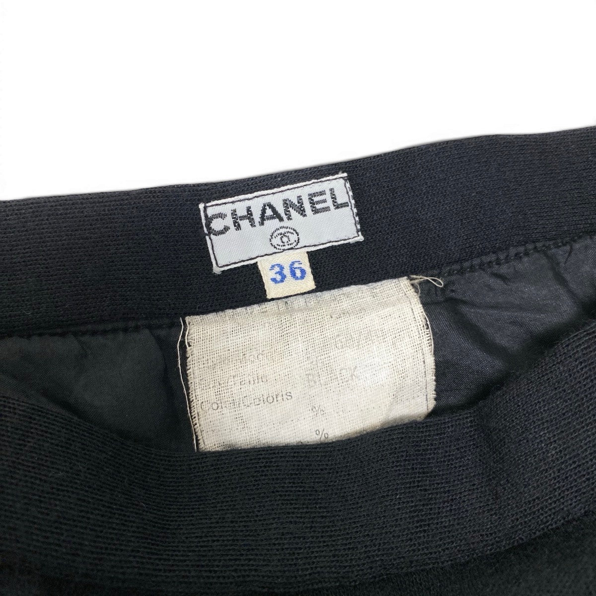 Cf25 CHANEL シャネル 90's ラップスカート ココマーク 金ボタン サイズ36 ブラック ウール100％ レディースo07t