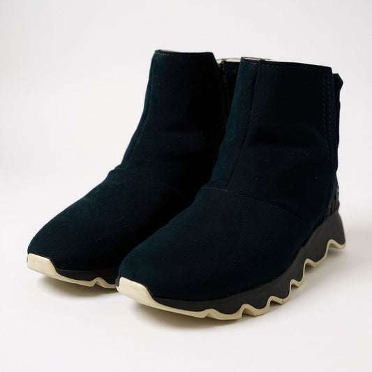 1k16 SOREL ソレル キネティックショート スノーブーツ 24cm ブラック スウェードレザー ボア シューズ レディースt18r