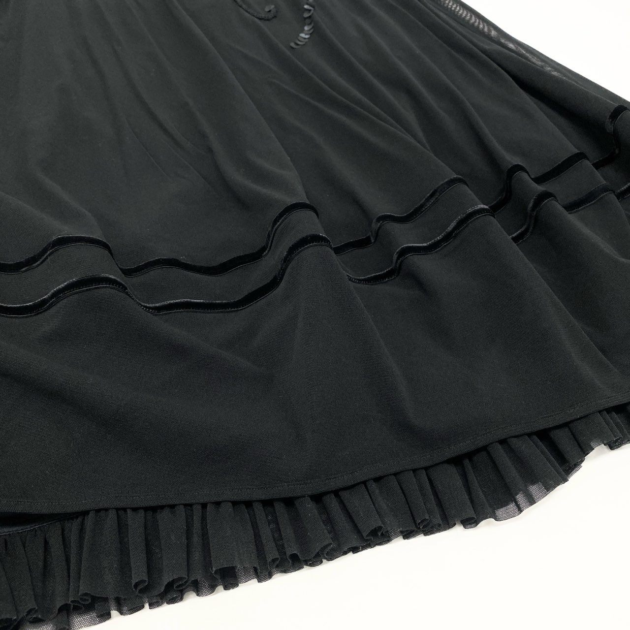 18k20《美品》 TOKUKO 1er VOL トクコプルミエヴォル ノースリーブワンピース  ドレスワンピース 花柄刺繡 スパンコール装飾 レディース 女性用 9 ブラックu02t