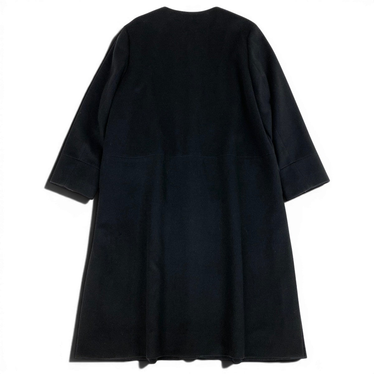 4g2 PS Paul Smith ピーエスポールスミス ノーカラーコート ロングコート 裏地総柄 ウールカシミヤ混 48L ブラック レディース 女性用o07t