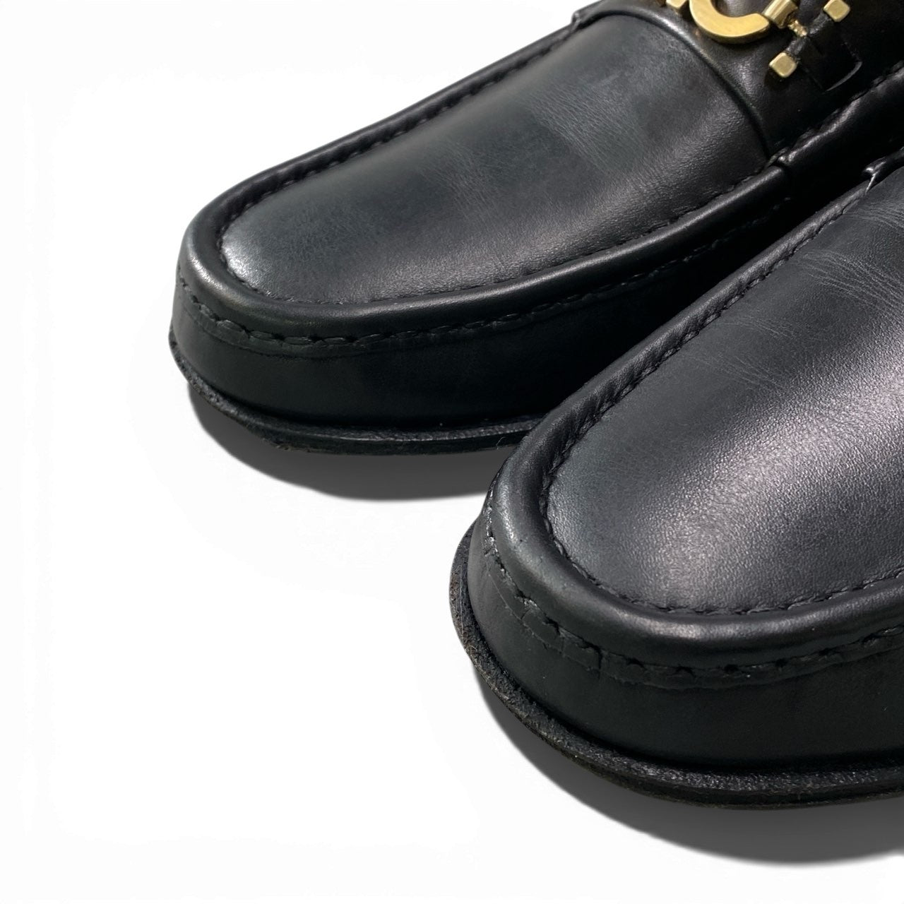 2a23 Salvatore Ferragamo サルヴァトーレフェラガモ ビットローファー ガンチーニ レザーシューズ メンズ 紳士服 サイズ7 1/2 マットブラック leatheru02t