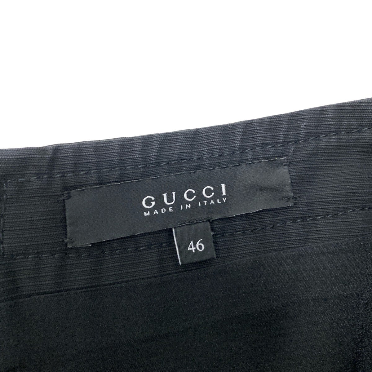 Ef12 GUCCI グッチ バックプリーツ切替 コットンスカート 膝丈 サイズ46 ブラック レディース 女性用t18r