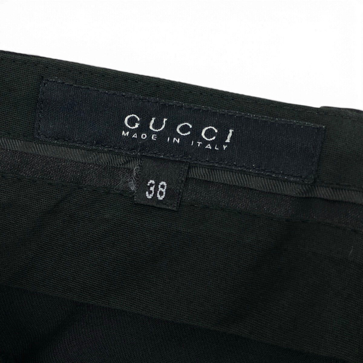 55j6 GUCCI グッチ 2004年 トムフォード期 スラックスパンツ スキニー デザインポケット イタリア製 38サイズ ブラック レディース 女性用u02t