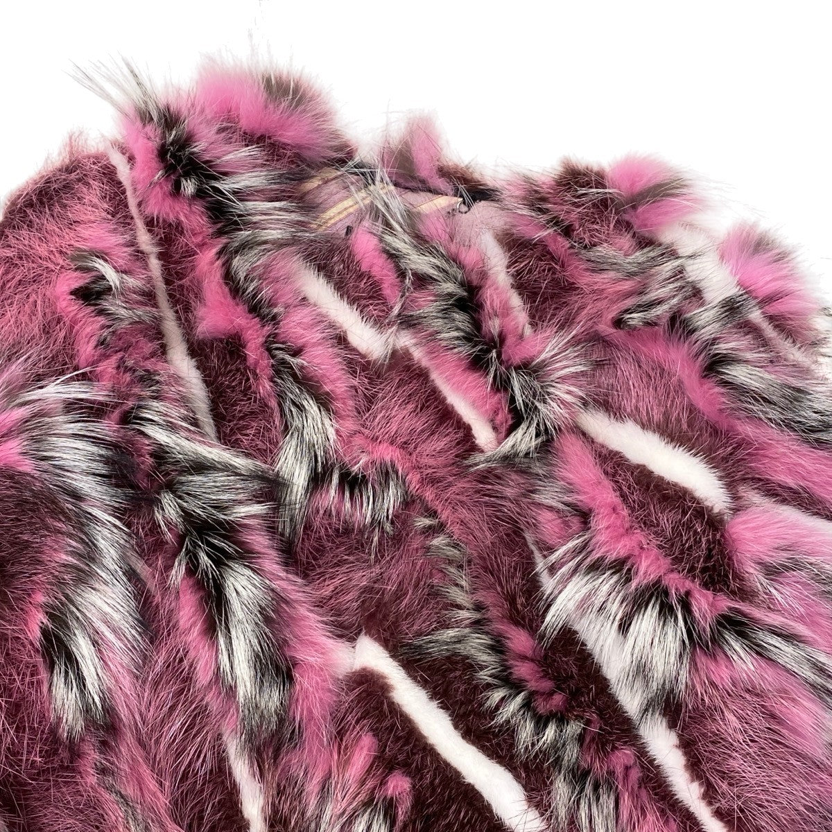 i13 FENDI フェンディ マルチカラー フォックス × ミンク ファージャケット Multi Color Fox Fur Paneled Mink Fur Jacket 40 ピンク 本毛皮t18r