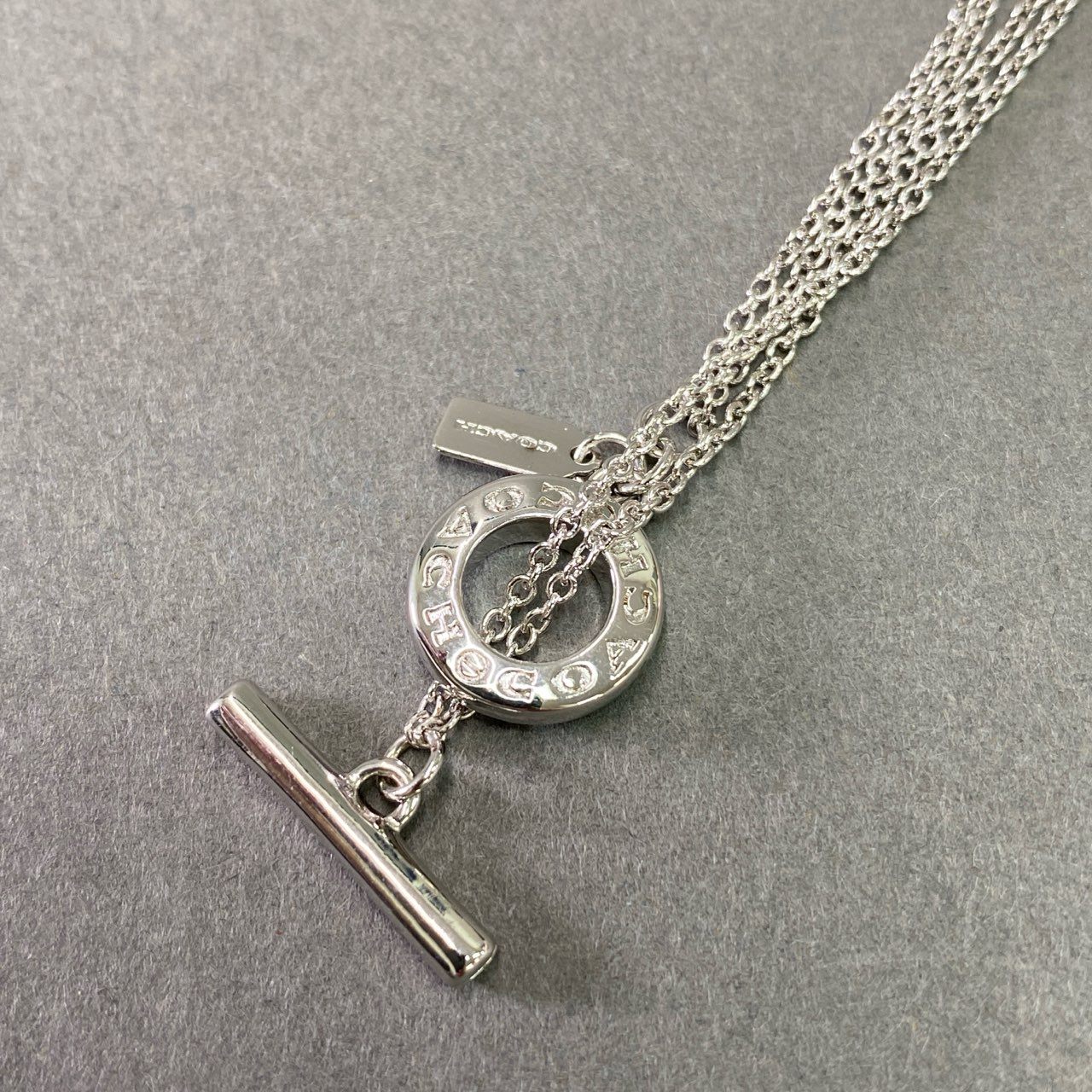 d22 《美品》 COACH コーチ マンテル 2連 チェーンブレスレット F54515 シルバー サークル アクセサリー ジュエリー 箱付き