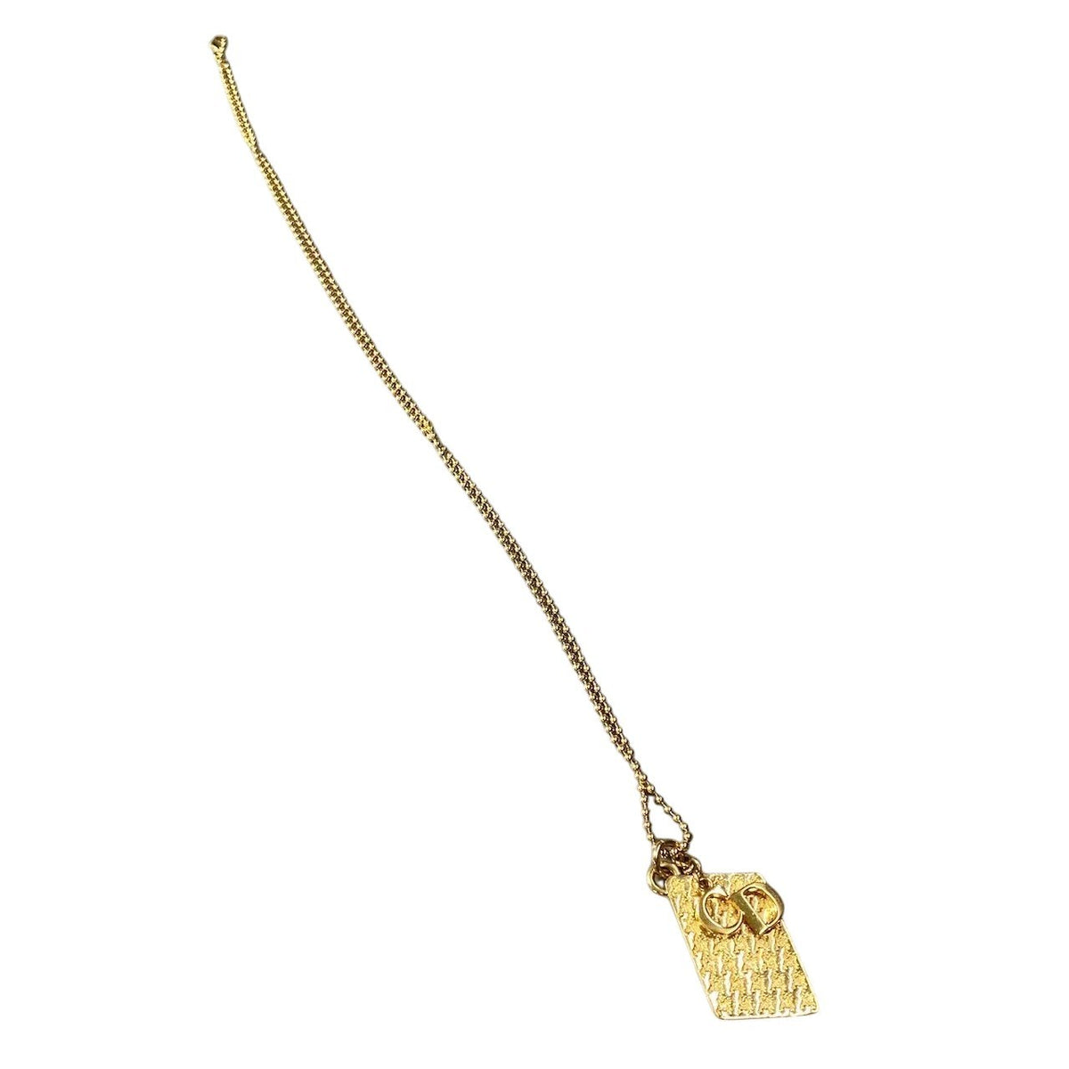 g18 Christian Dior クリスチャンディオール ハウンドトゥース プレート ロングネックレス ゴールドt18rt18r