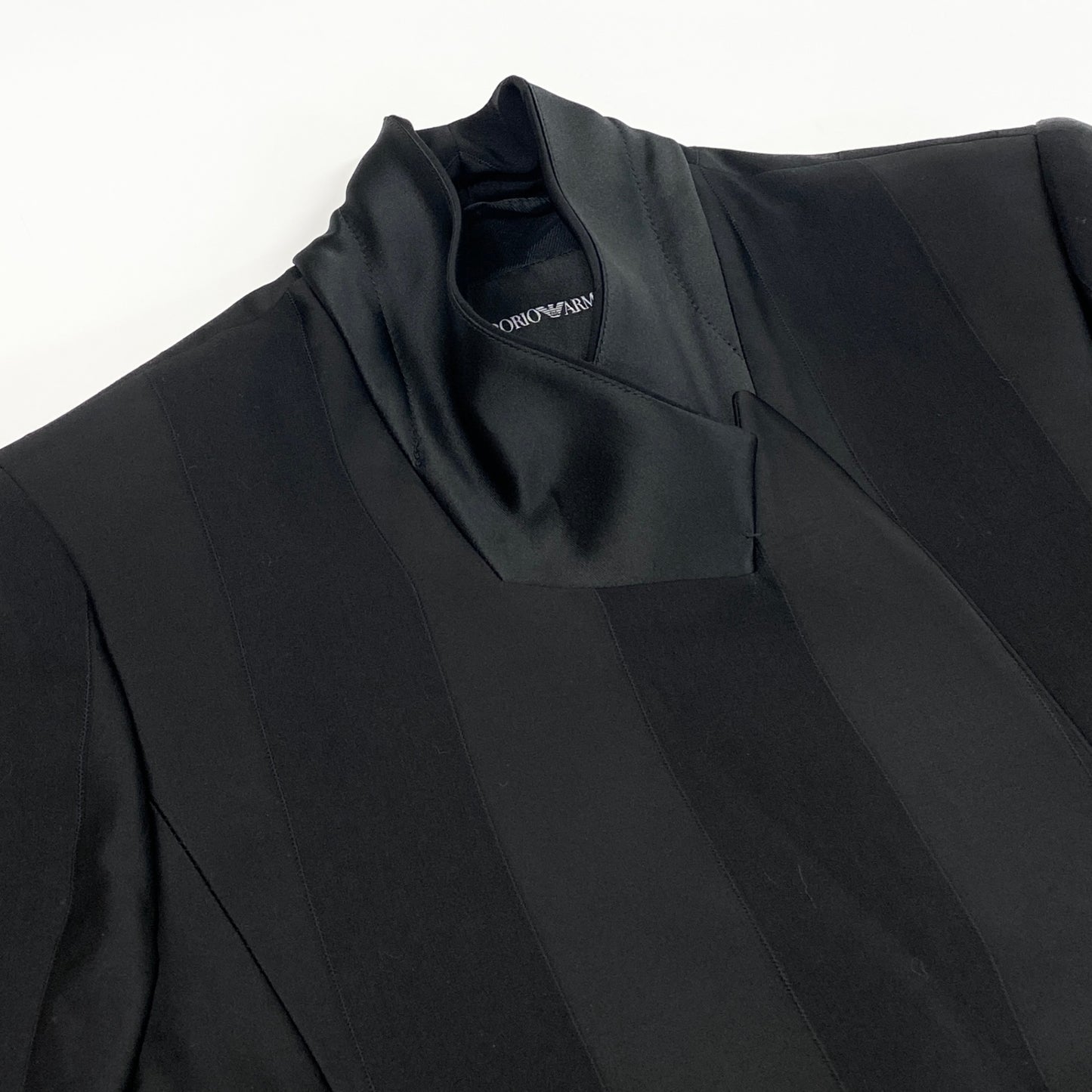 28k6《未使用品》 EMPORIO ARMANI エンポリオアルマーニ ストライプデザイン ダブルブレスト ブレザー 36 ブラック ジャケット タグ付きt18r