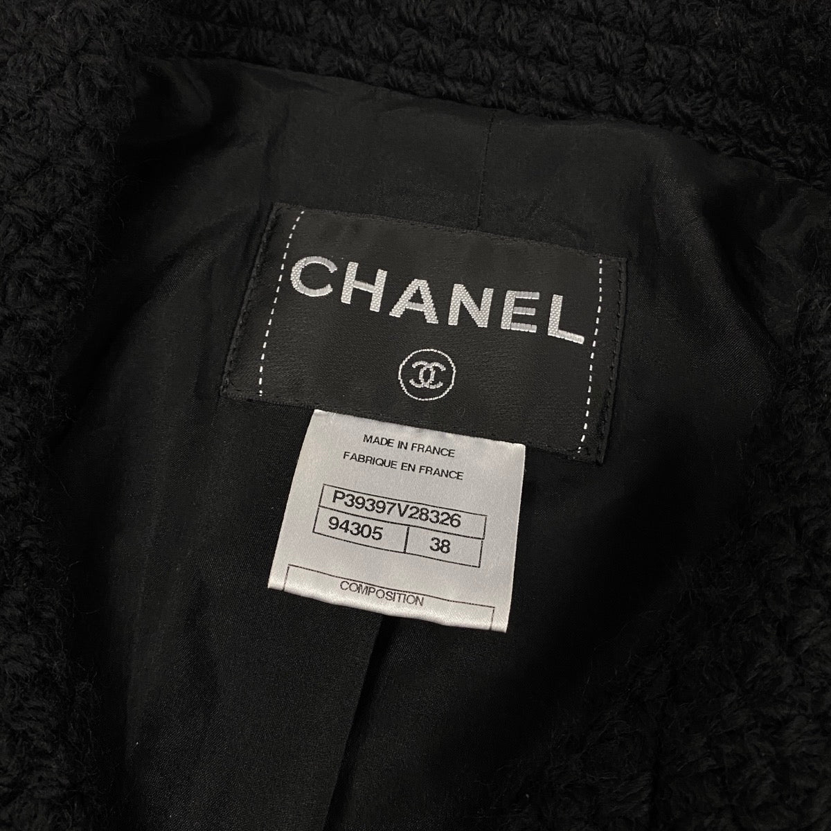 i22 CHANEL シャネル ヴィンテージ ツイードピーコート Vintage Tweed Pea Coat P39397 Size38 ブラックt18r