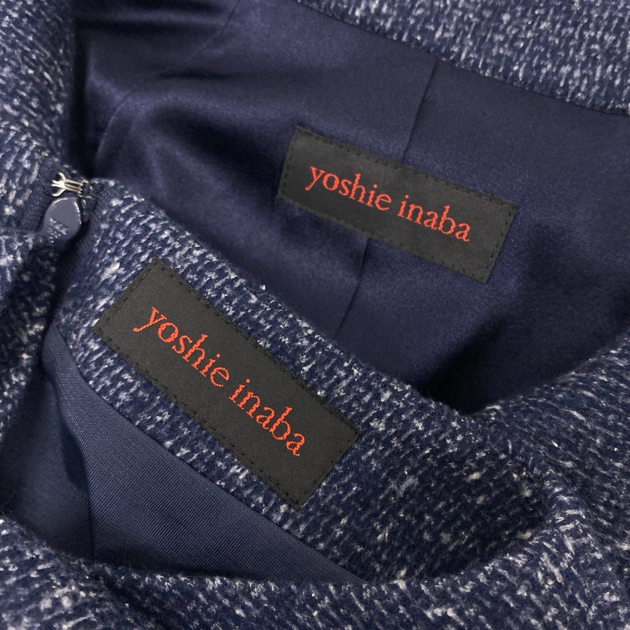 40k18【美品】yoshie inaba ヨシエイナバ アンサンブル セットアップ ジャケット ワンピース B0354JJJ312 1サイズ ネイビー レディースu02t