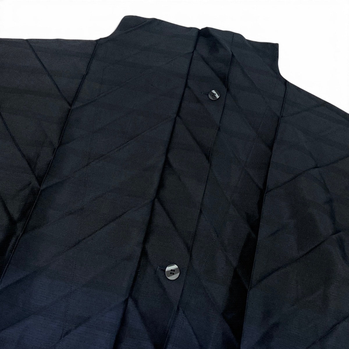 Ai3 ISSEY MIYAKE イッセイミヤケ 13SS プリーツ ジャガード加工 ジャケット 長袖シャツ サイズ2 ブラック ネイビー レディースo07t