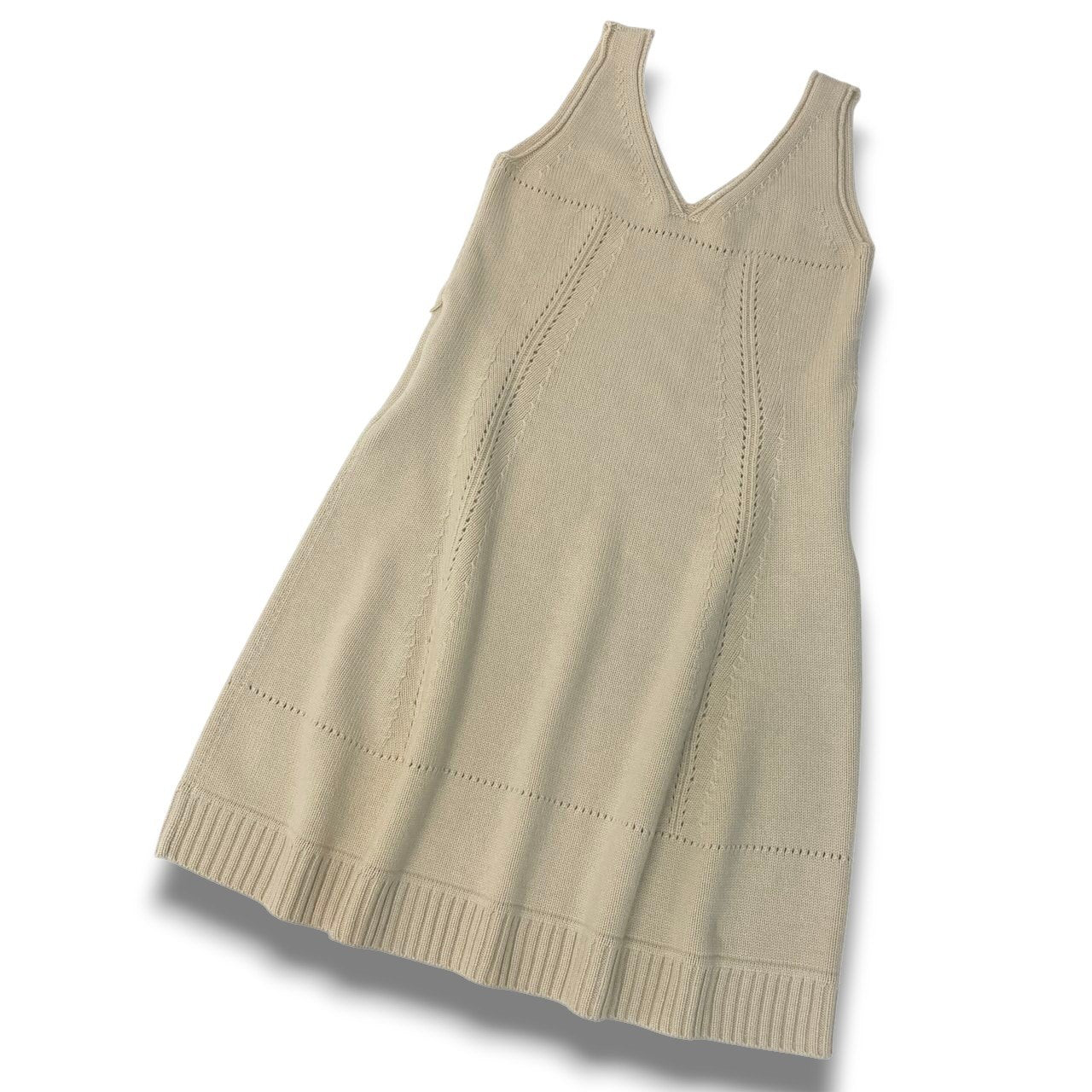 54c19 【タグ付】 FOXEY BOUTIQUE フォクシー カシミヤニット アンサンブル 上下セット ノースリーブワンピース 長袖カーディガン ボレロ レディース 女性服 サイズ40 ライトベージュ カシミア100％u02t
