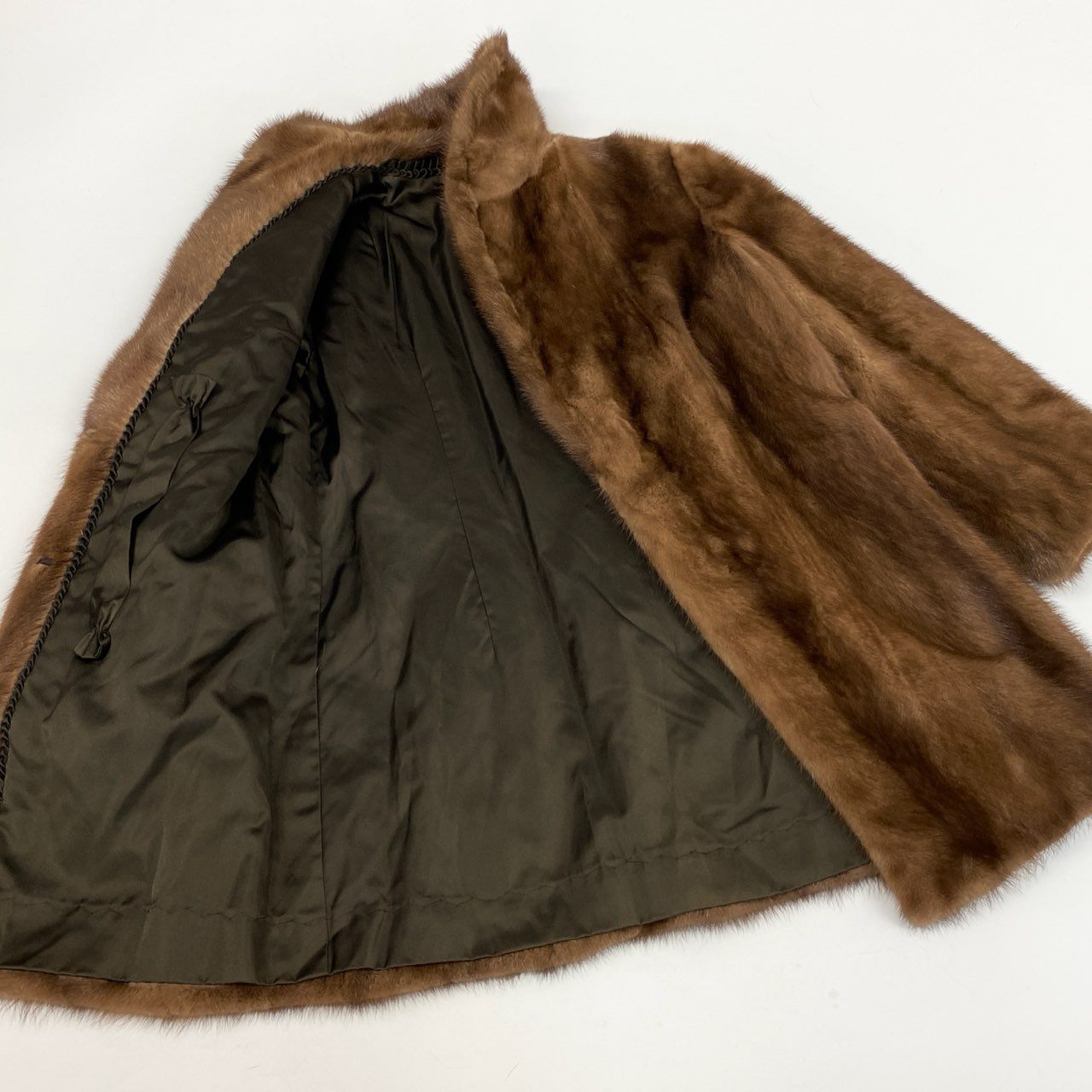 25L5 SAGA MINK サガミンク 金サガ デミバフミンク ファーコート サイズ11号 ブラウン 最高級本毛皮 MINK FUR ポケット有t18r