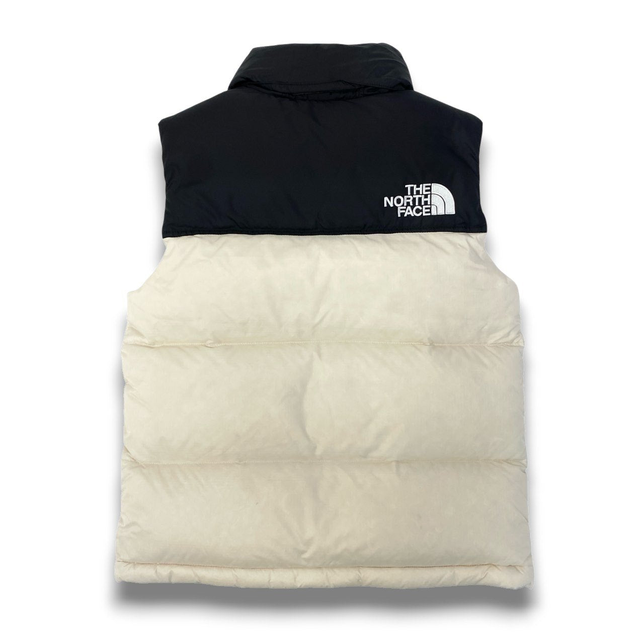 60c6 THE NORTH FACE ザ ノースフェイス 韓国ノース 1996 ECO NUPTSR VEST ヌプシ ダウンベスト サイズS/85  ブラック クリーム レディース 女性用 アウターk02i