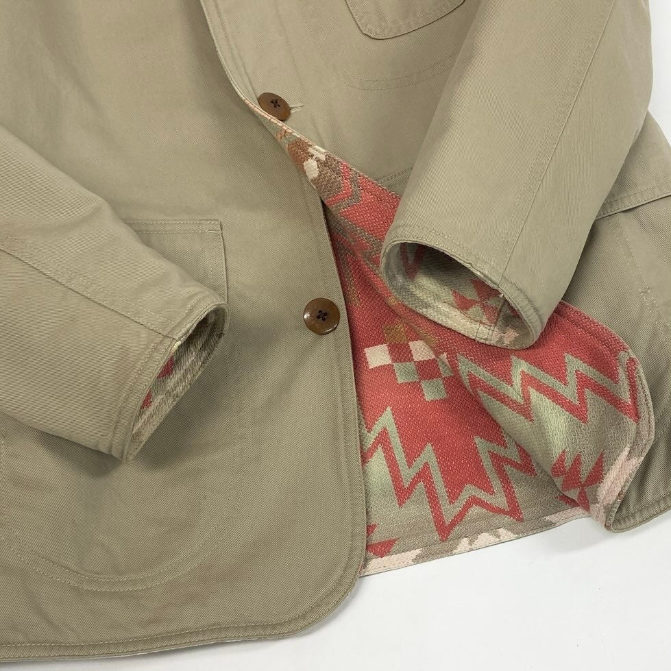 16c8 RALPH LAUREN ラルフローレン リバーシブルハンティングジャケット ネイティブ柄 アウター 7サイズ ベージュ コットン100％ メンズ 男性用o07t