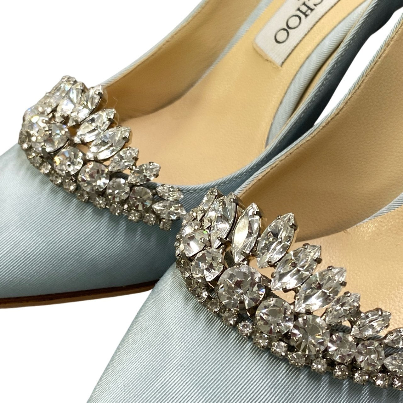 a23 《極美品》 JIMMY CHOO ジミーチュウ ROMY85 クリスタルティアラ パンプス サイズ37 ブルー Crystal Tiara シューズt18r