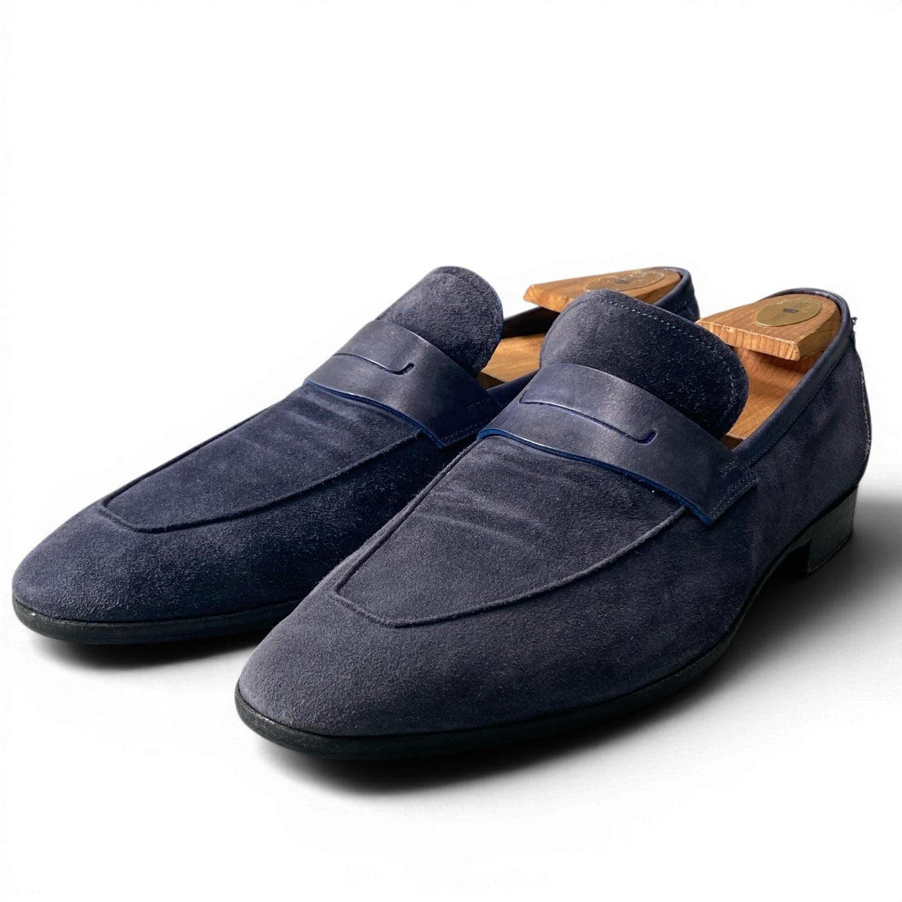 1d23 Berluti ベルルッティ Lorenzo ロレンツォ スエードローファー レザーシューズ サイズ8 ネイビー メンズ 紳士靴k02i