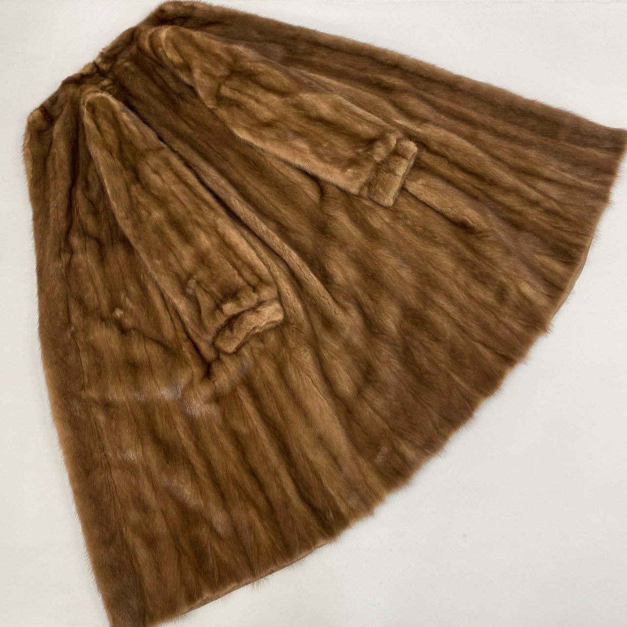49L4 デミバフミンク 着丈110cm 超ロングコート 13号 ブラウン 最高級本毛皮 MINK FUR COAT リアルファー ポケット有t18r