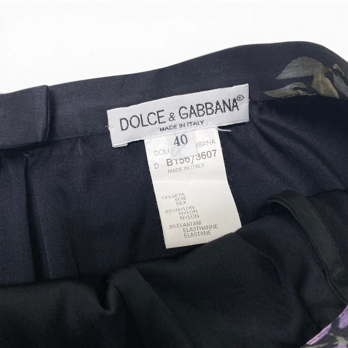 53i26 DOLCE&GABBANA ドルチェアンドガッパーナ タイトロングスカート シルクスカート 藤柄 イタリア製 40サイズ ブラック レディース 女性用u02t