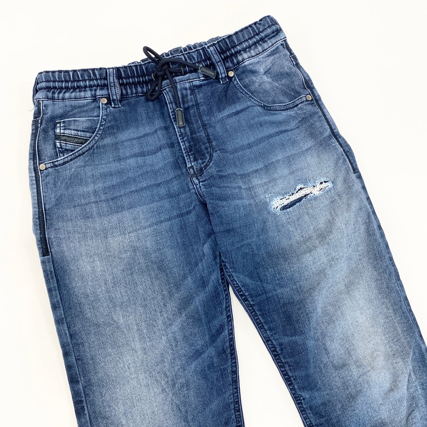 21i29 DIESEL ディーゼル ストレッチ スウェットデニム ジョグジーンズ KRAILEY-NE ヴィンテージ加工 0678S 25サイズ インディゴ メンズo07t