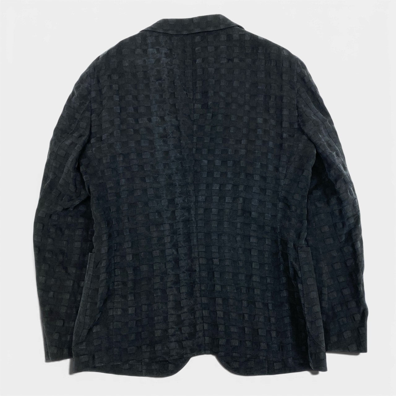 68b11【美品】GIORGIO ARMANI ジョルジオアルマーニ 2022 テーラードジャケット チェック柄 ブレザー 48Rサイズ ブラック メンズ 男性用k02i