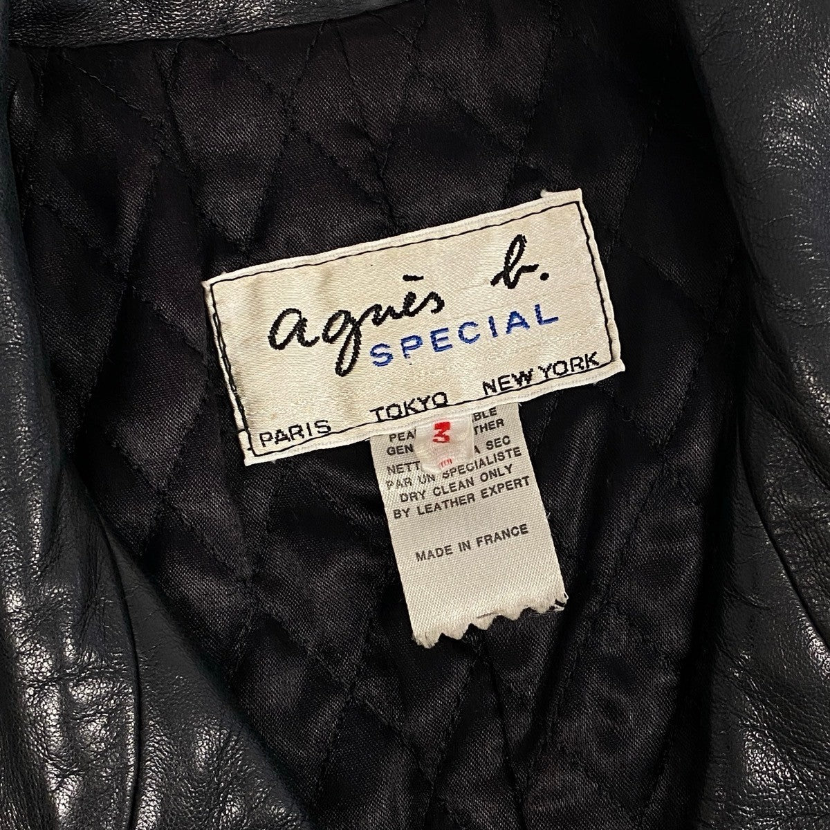 10j14 agnes b. SPECIAL アニエスベースペシャル レザーチェスターコート レザーロングコート 本革 フランス製 3サイズ ブラック レザー レディース 女性用u02t