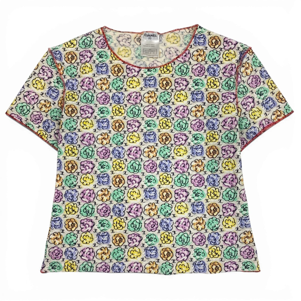 Cb19 CHANEL シャネル 2000年SS 00S P11246 マイヨ素材 ココマーク カットソー Tシャツ サイズ44 マルチカラー レディースta1