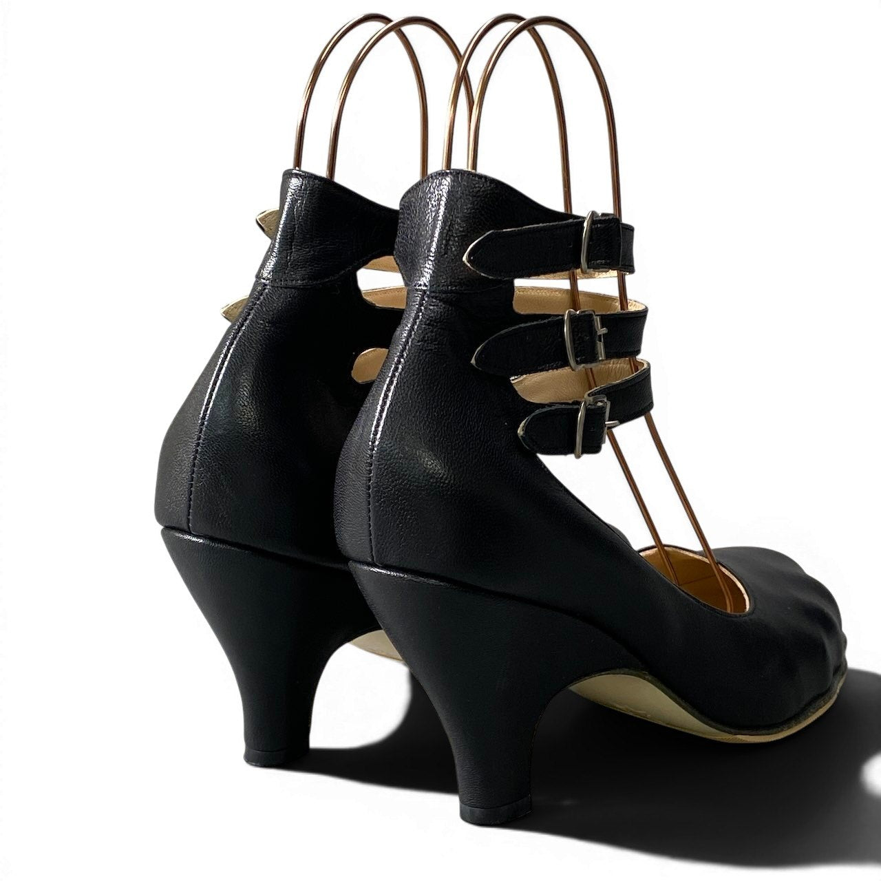 1f10 Vivienne Westwood ヴィヴィアンウエストウッド アンクルストラップ ヒールパンプス アニマルトゥ 英国製 サイズ6 ブラック レディース 女性靴u02t
