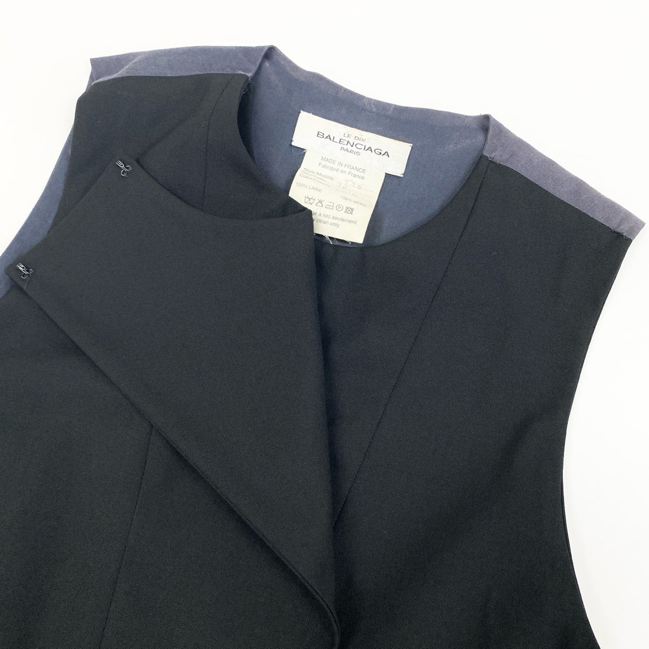 6b12 BALENCIAGA バレンシアガ 変形ジレベスト ノースリーブカットソー 36サイズ ブラック ウール100％ レディース 女性用u02t