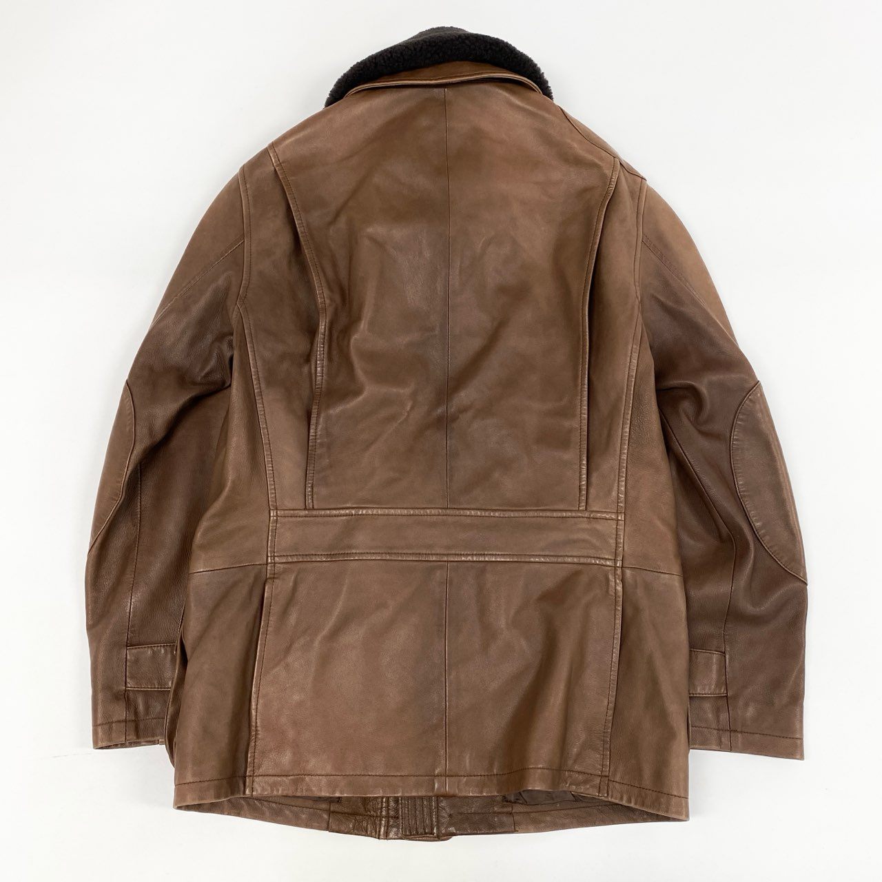 75i8 POLO RALPH LAUREN ポロラルフローレン BURHAM CAR COAT バーハム カーコート レザー ジャケット 襟着脱 ムートン S 170 ブラウン ラムレザー 羊革 メンズo07t
