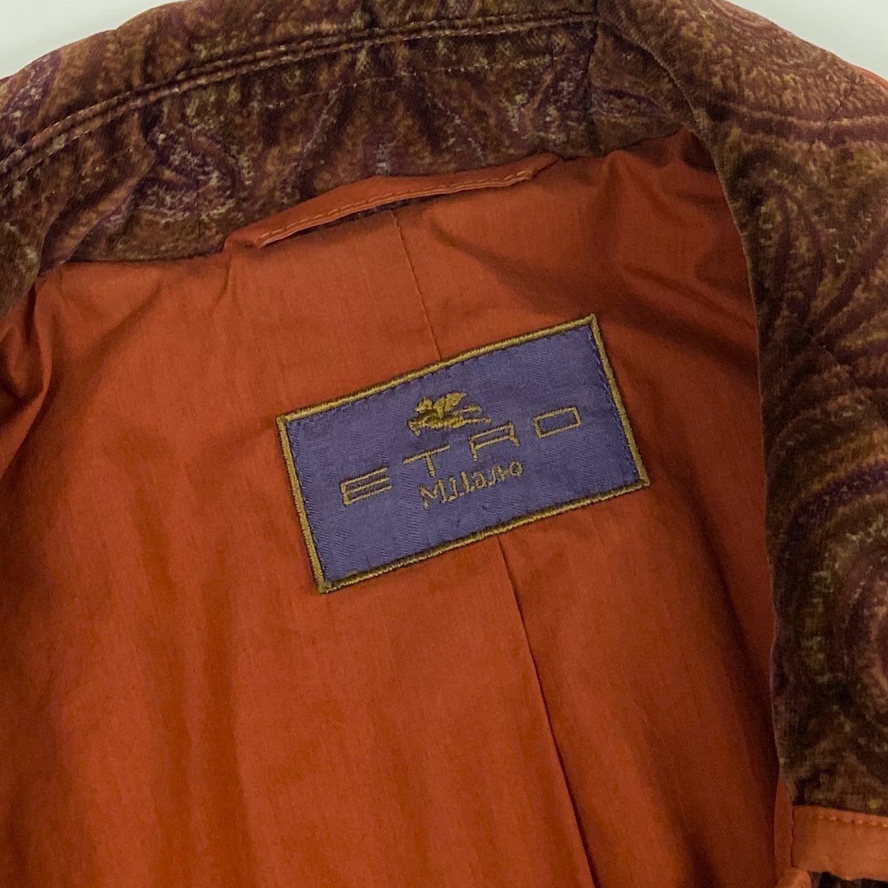 45j15 ETRO エトロ ベロアジャケット カバーオール キルティングジャケット ペイズリー 46サイズ マルチカラー レディースu02t
