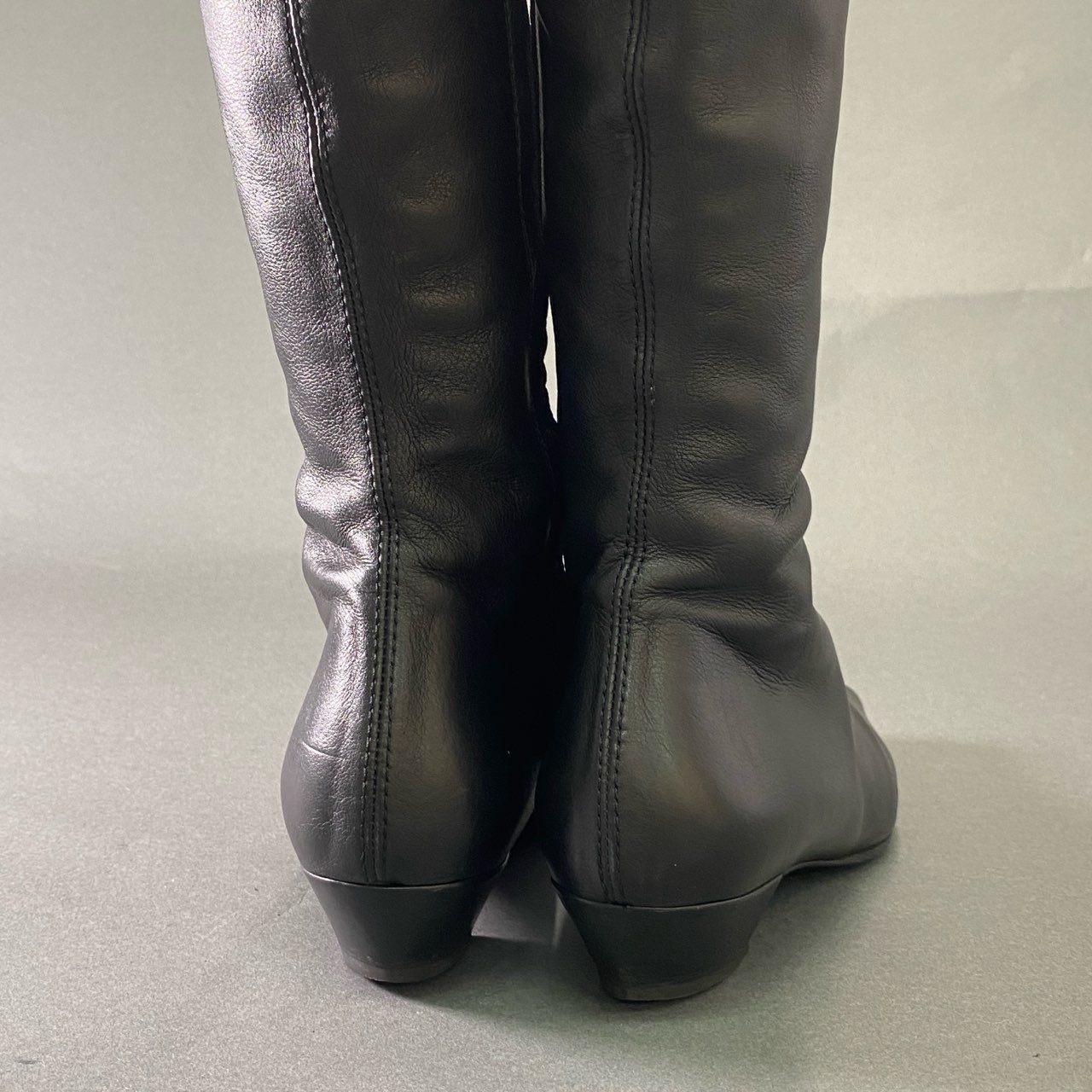 2j11 GUCCI グッチ サイドジップ ロングブーツ 34 C ブラック レザー シューズ イタリア製 LEATHER LONG BOOTS