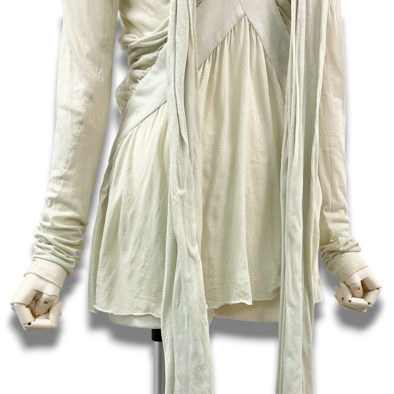 Ac2　Vintage BALENCIAGA バレンシアガ LE DIX 変形カットソー ロングスリーブ トップス S アイボリー コットン レディースu02t