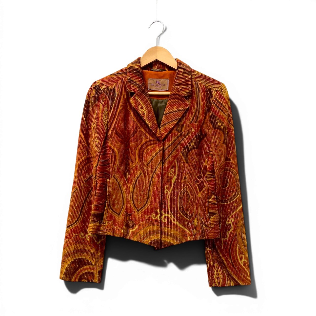22f17 【美品】 ETRO エトロ コーデュロイジャケット テーラードジャケット ペイズリー柄 サイズ40 マルチカラー レディース 女性用u02t