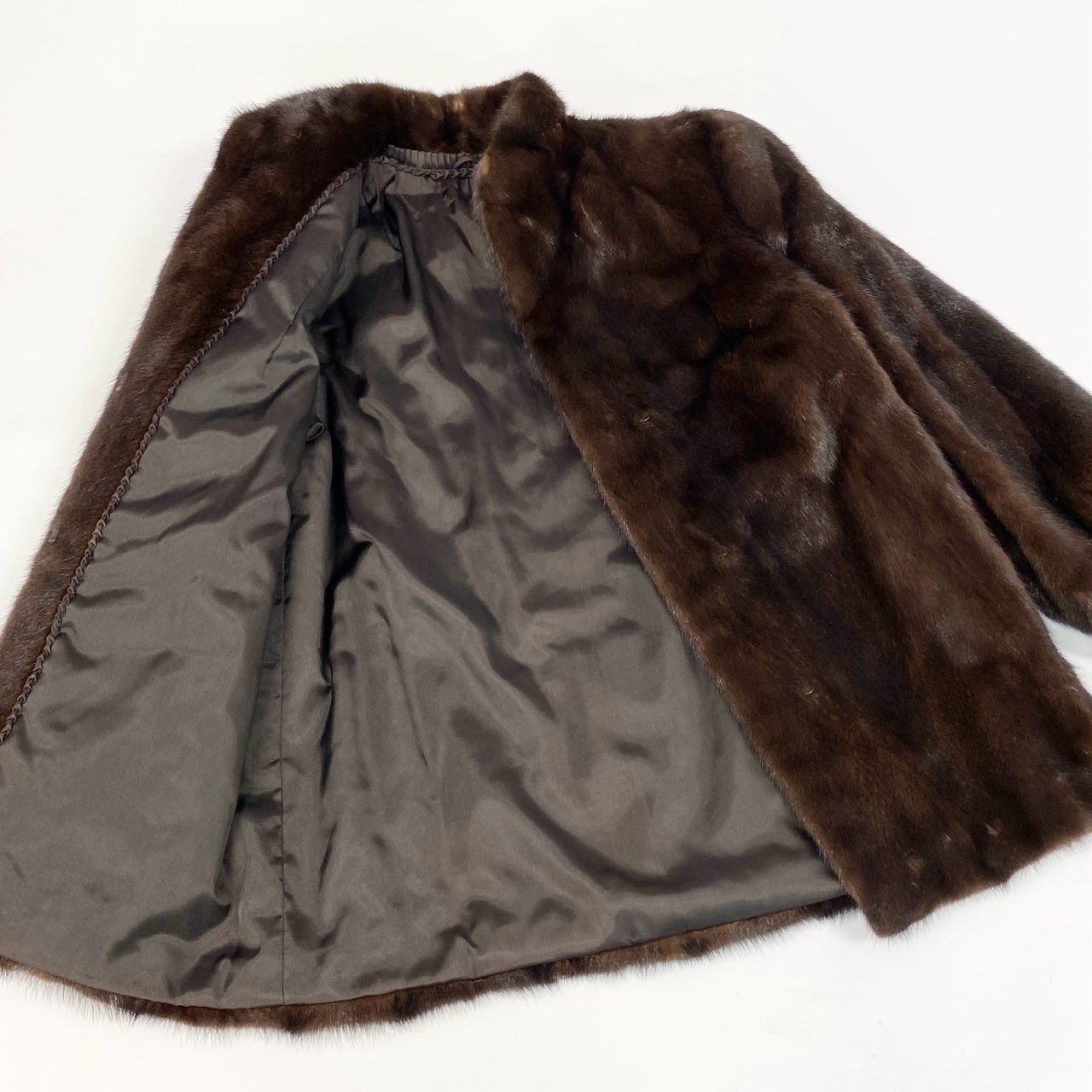 20a22【美品】 デミバフミンク ミンクコート ロングコート  レディース 女性用 サイズ13 ブラウン系 ミンクファー 本毛皮u02t