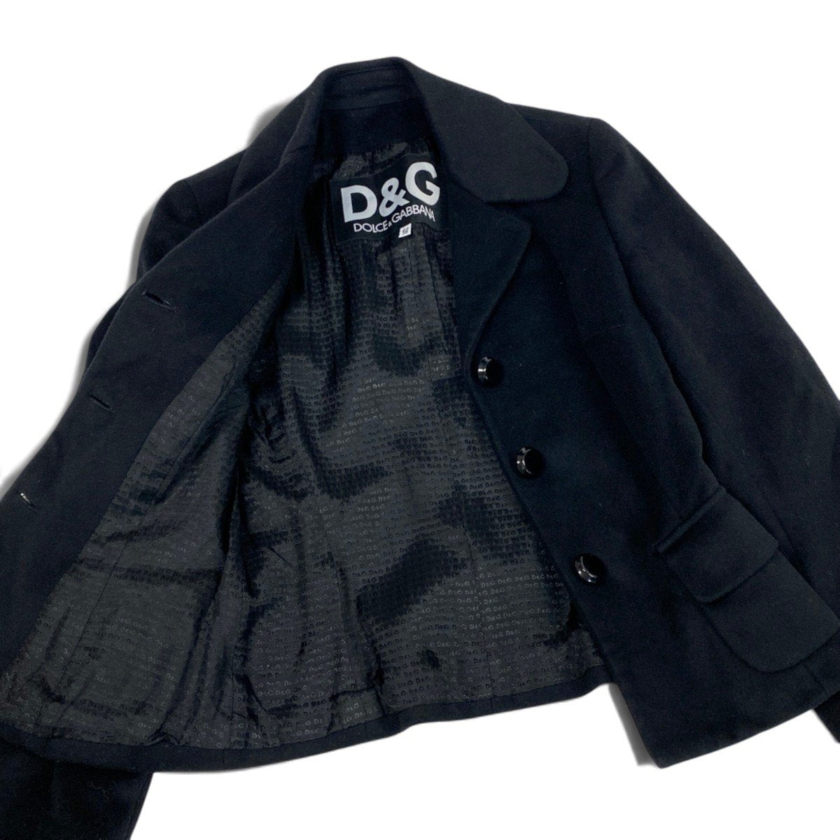 4i30 D&G DOLCE&GABBANA ドルチェアンドガッパーナ テーラードジャケット アウター イタリア製 38サイズ ブラック レディース 女性用u02t