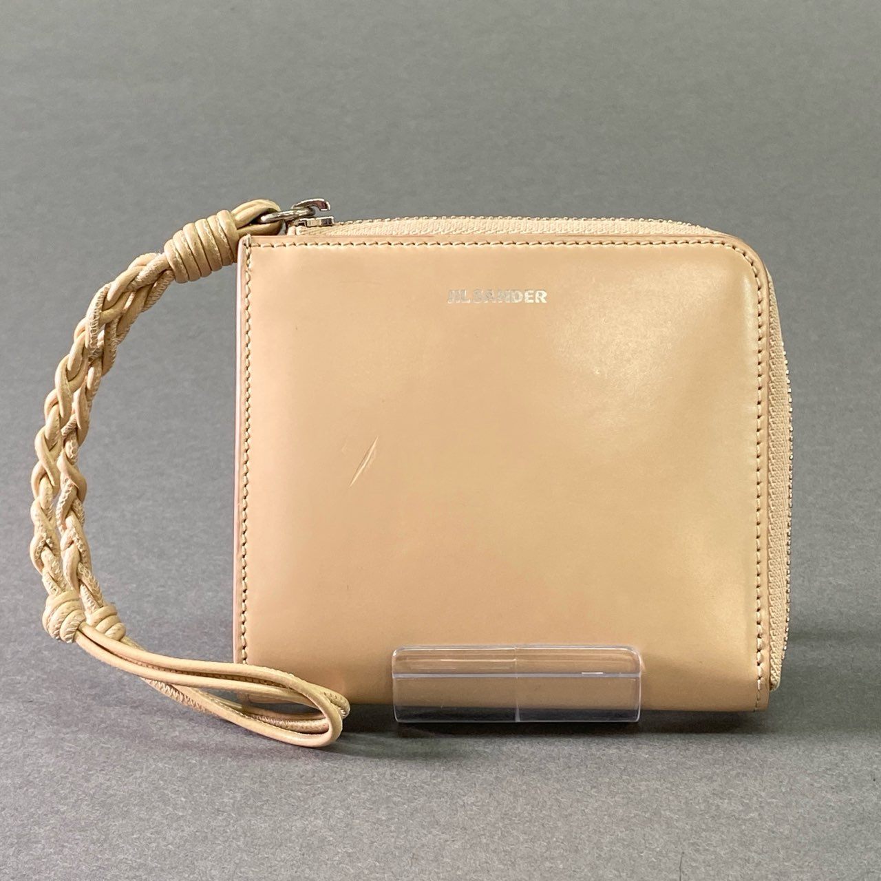 a20 JIL SANDER ジルサンダー GIRO カードホルダー ベージュ カーフレザー エンボスロゴ パスケース コインケース 財布 イタリア製