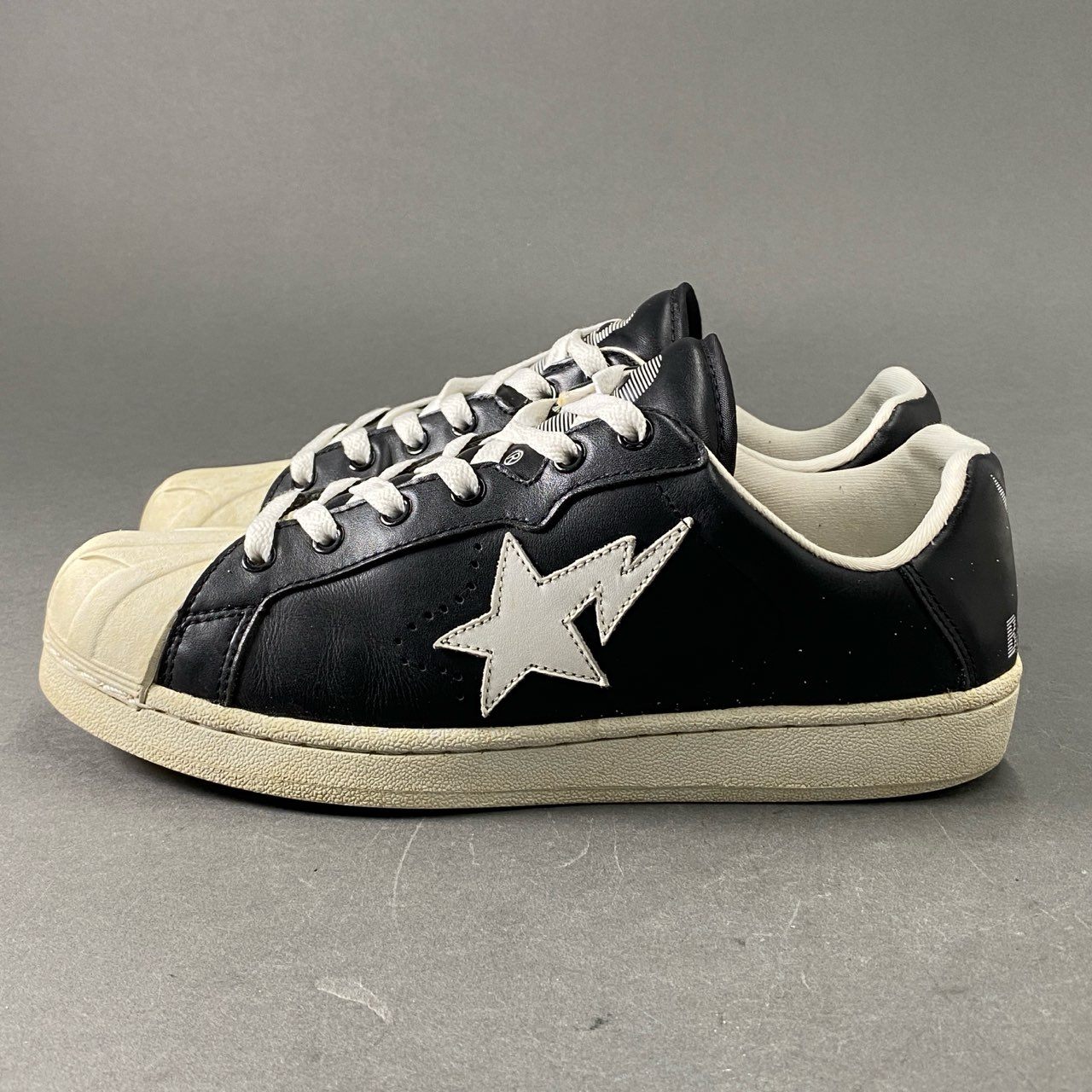 1e19 A BATHING APE アベイシングエイプ BAPE STA ベイプスタ ローカットスニーカー シューズ スター 27 ブラック レザー