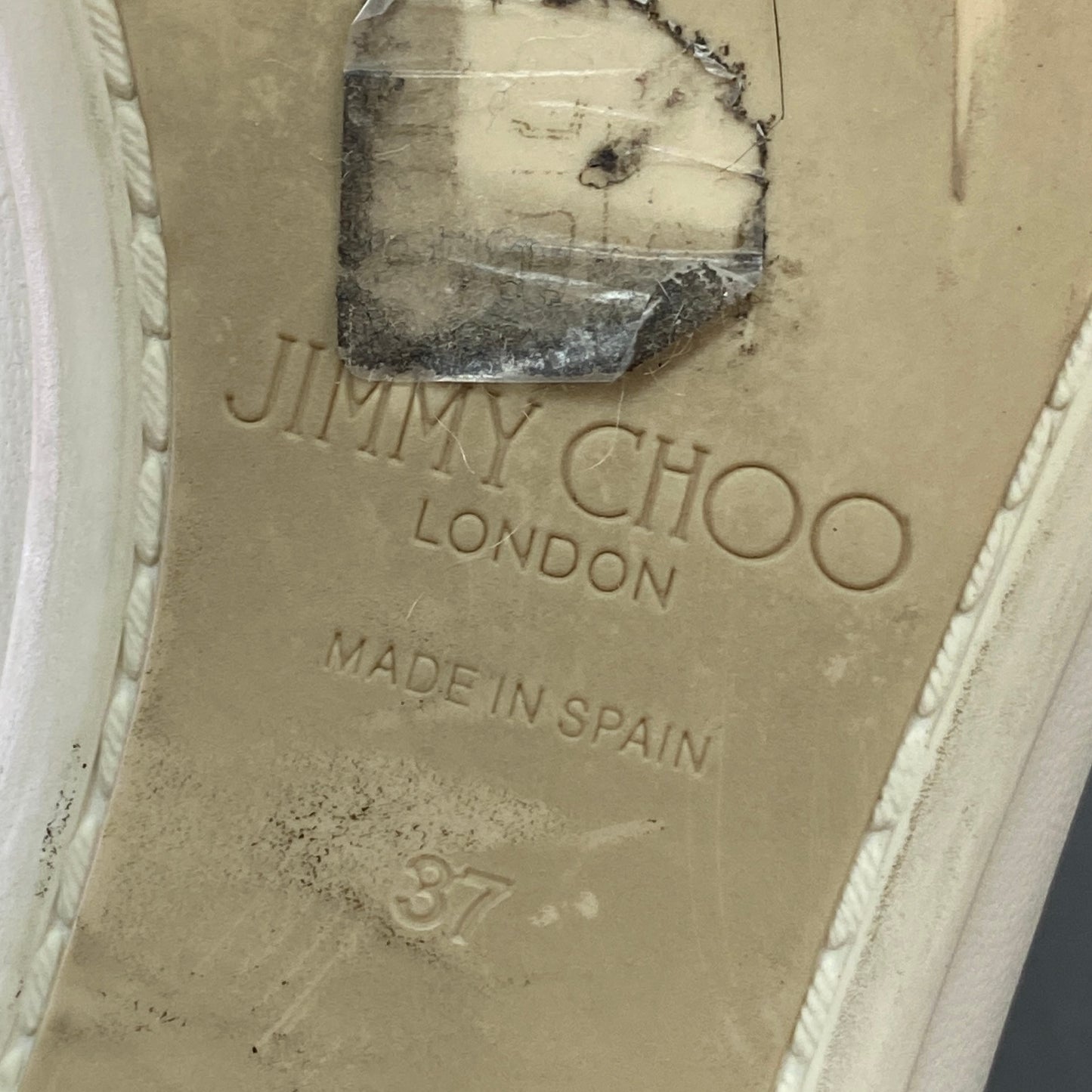 7a22 JIMMY CHOO ジミーチュウ JC スタースタッズ フラットパンプス 37 ホワイト レザー スペイン製 シューズ 靴